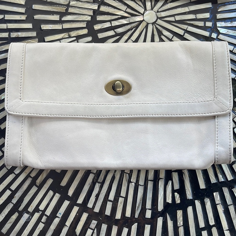 Anthropologie lambskin leather clutch